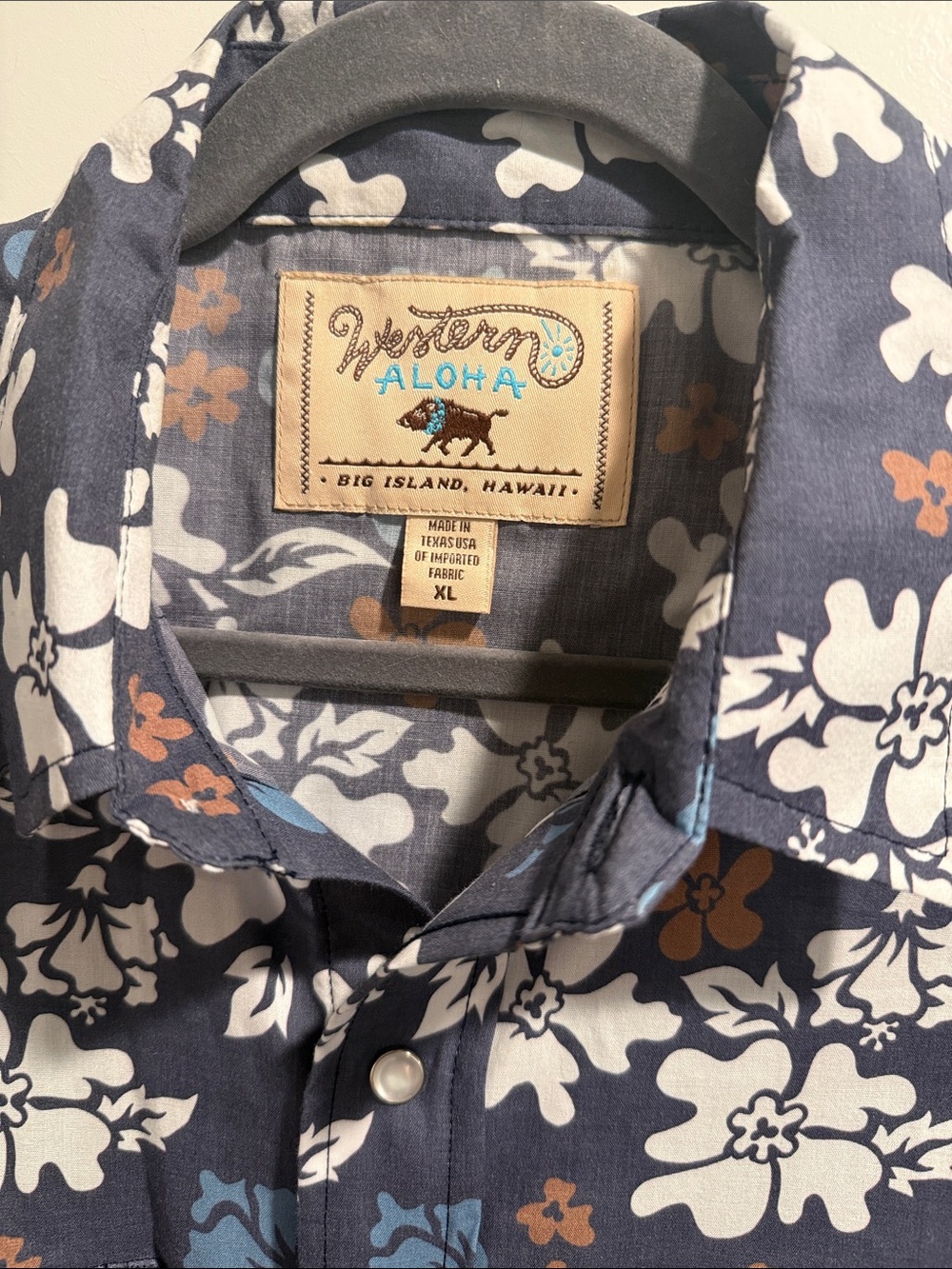 Western Aloha Navy Floral Short-Sleeve Shirt size XL - Picture 2 of 7